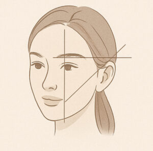 福岡の4D眉アートメイク 黄金比と骨格バランスのデザイン図解